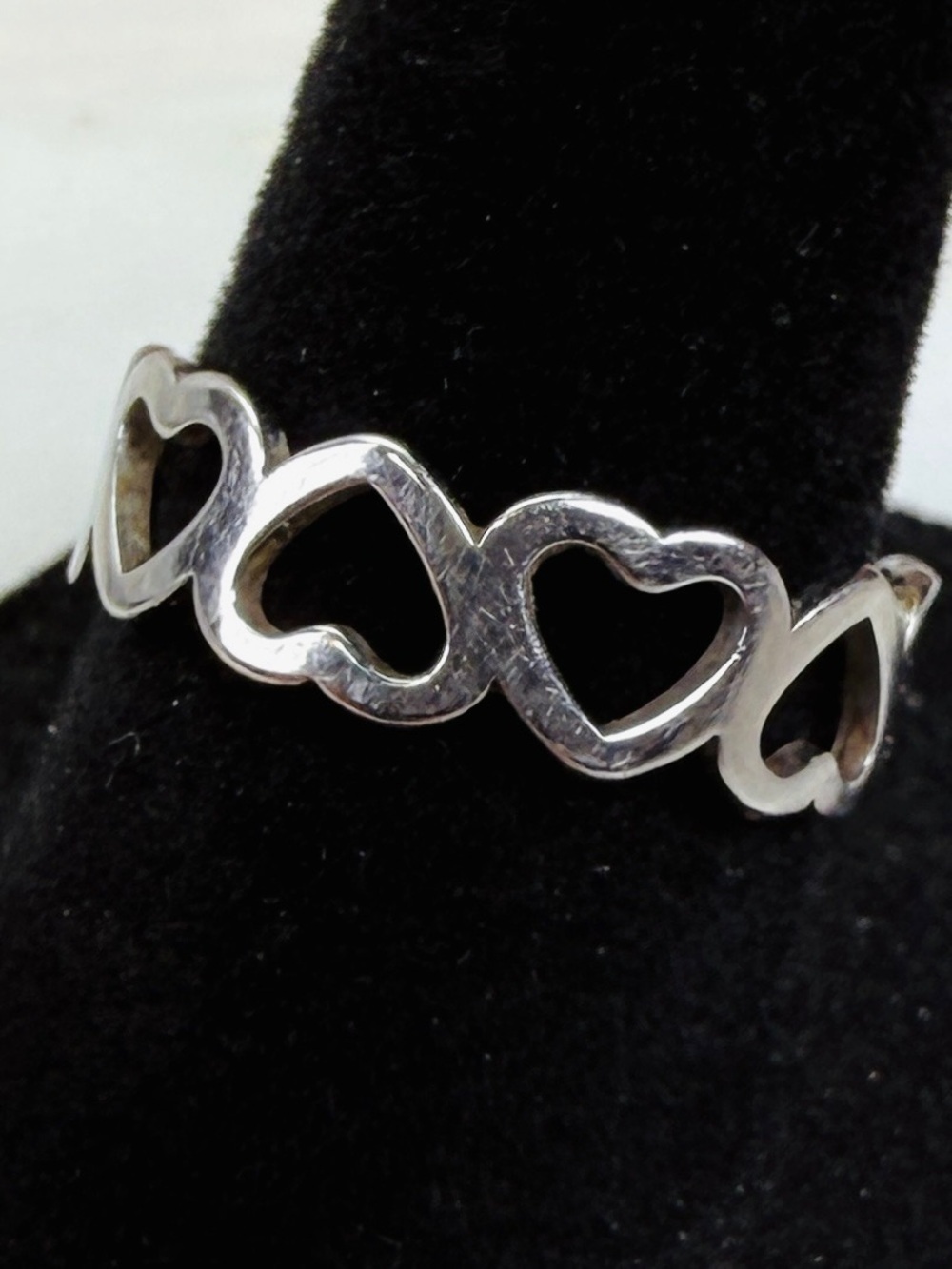Silvertone Heart Link Ring sz 7 1/2